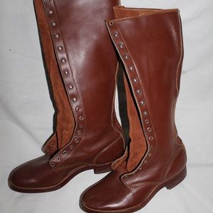 VINTAGE LACE UP RIDING BOOTS, approx mens 8-9 (no size), Brown Leather/Suede